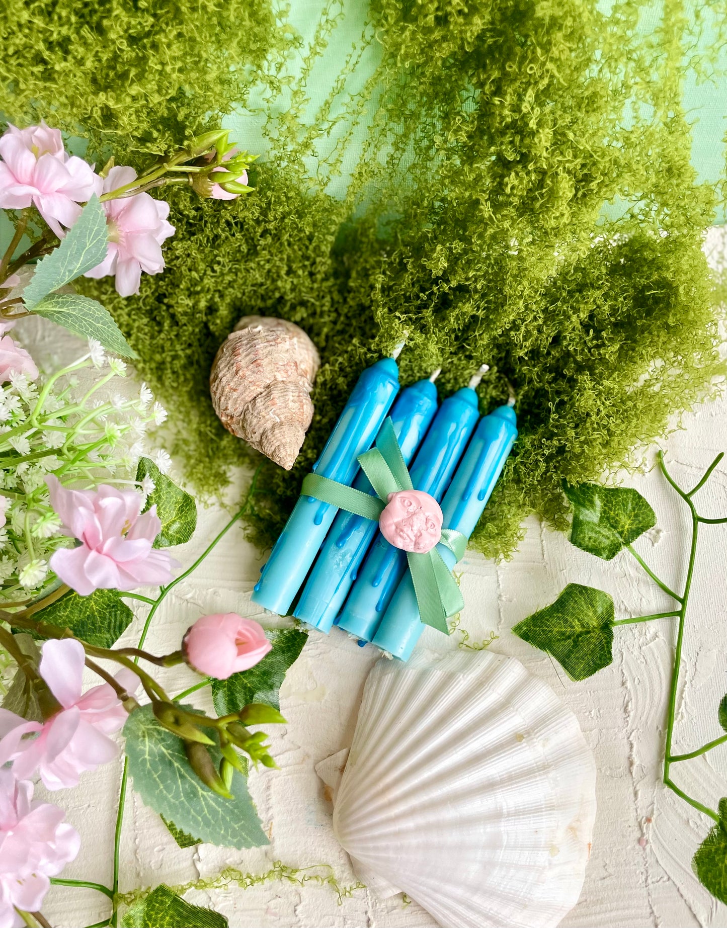 Sea Nymph Soy Wax Blue Candlesticks