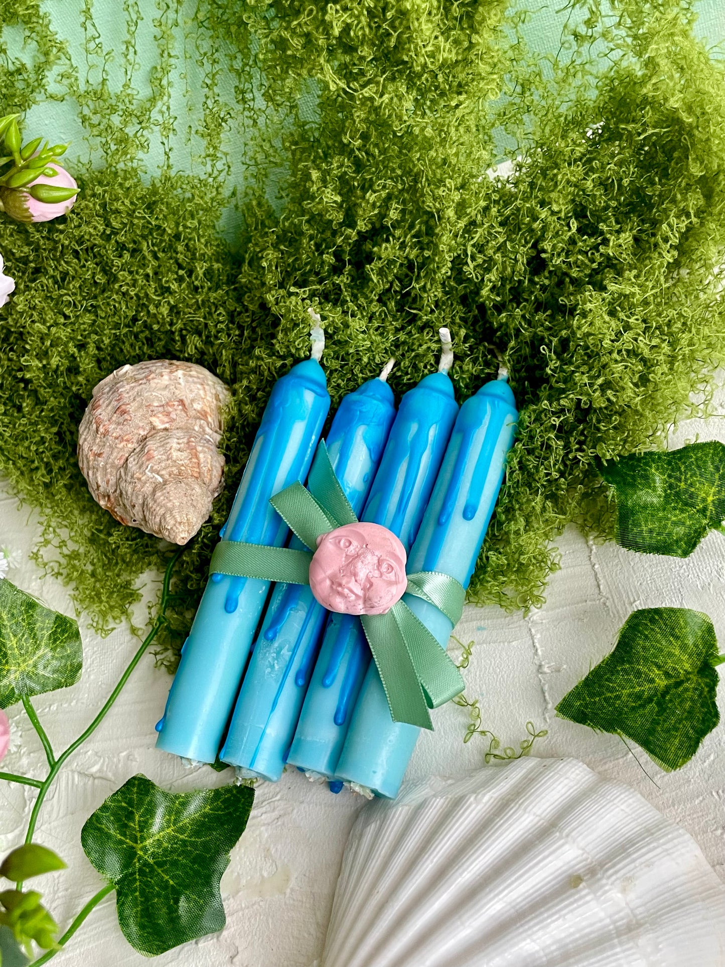 Sea Nymph Soy Wax Blue Candlesticks