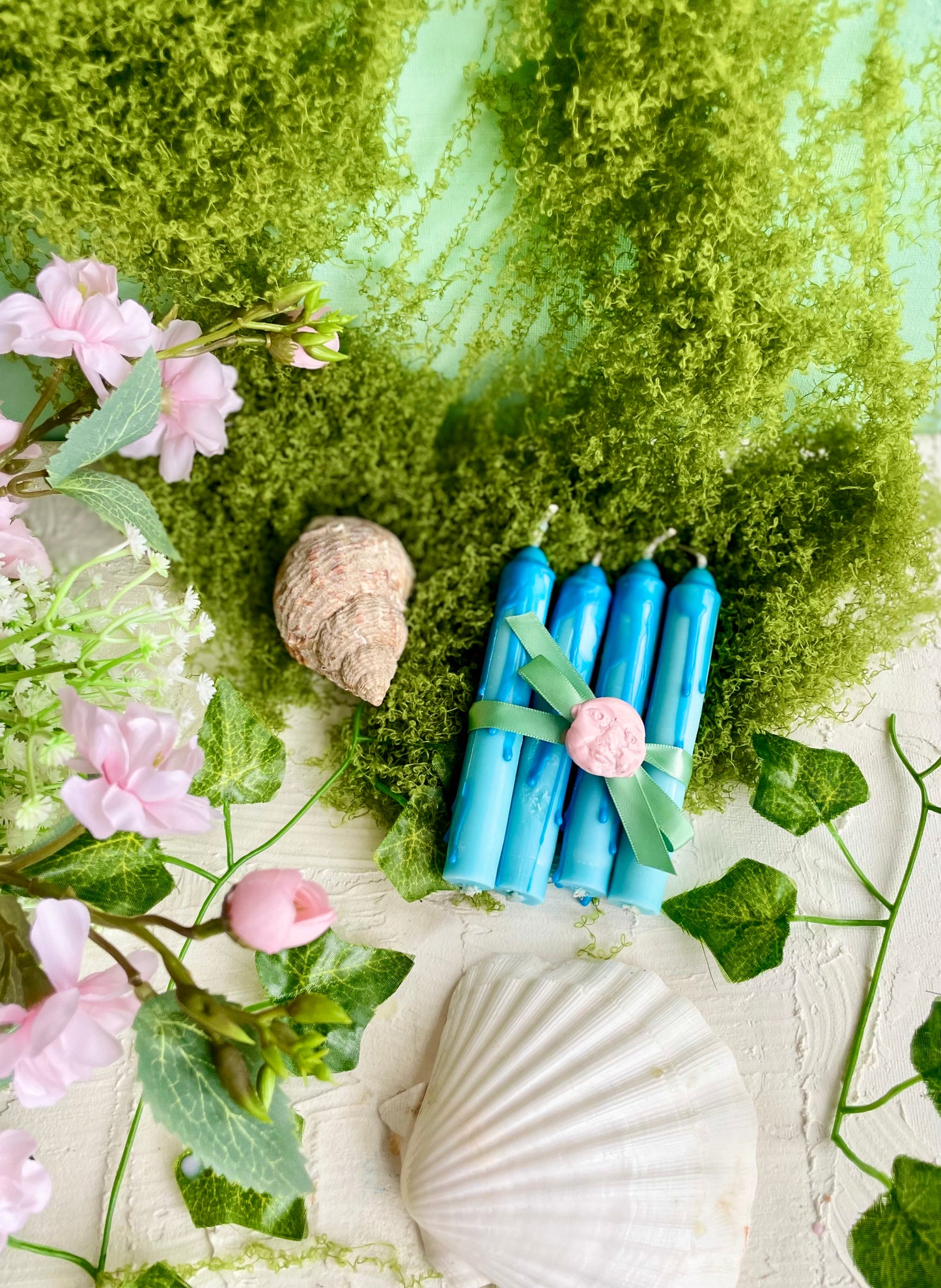 Sea Nymph Soy Wax Blue Candlesticks