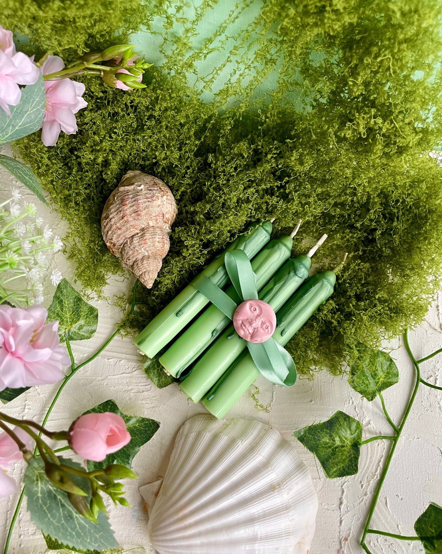 Faerie Soy Wax Green Candlesticks