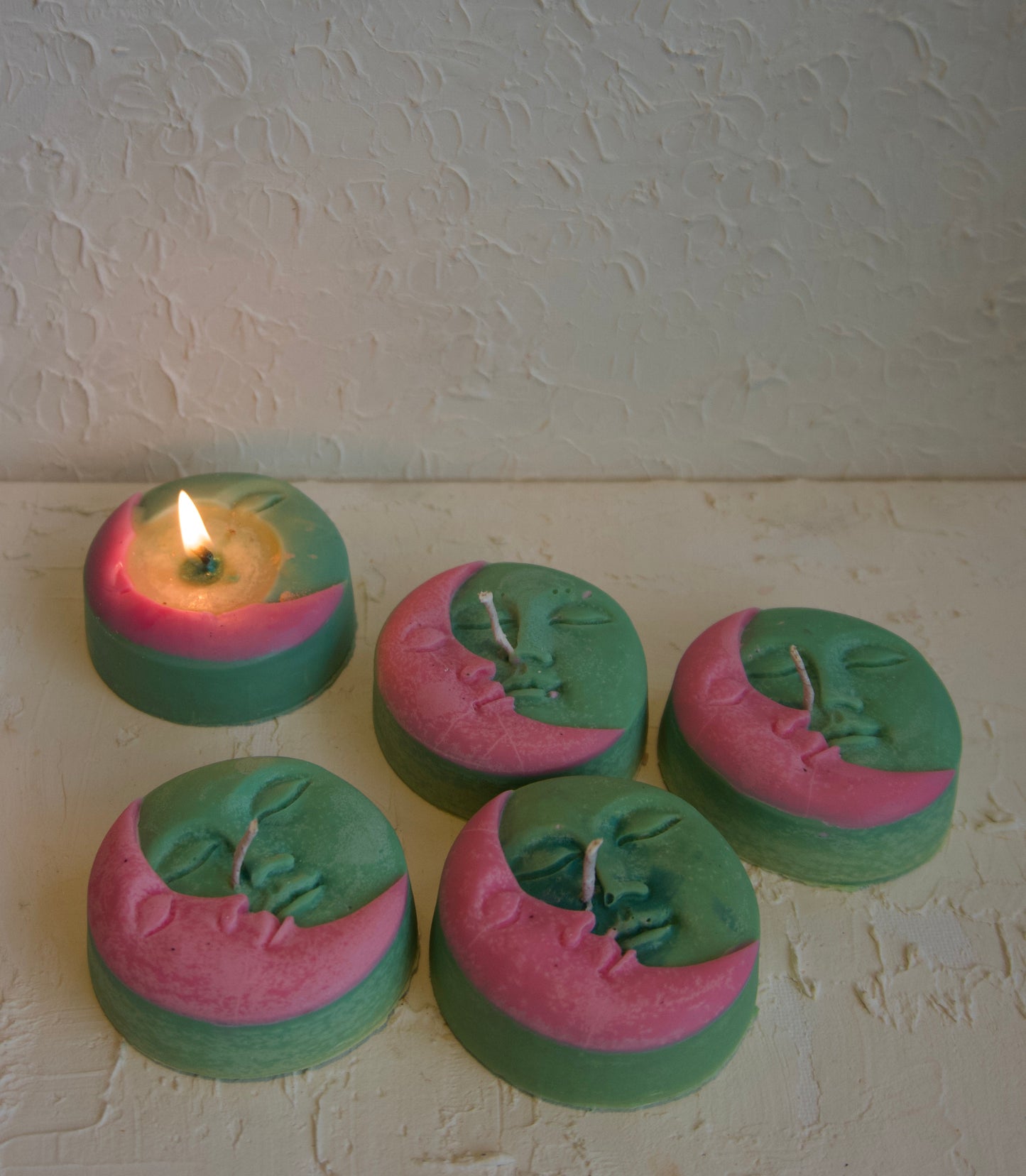 Green and pink soy wax natural handmade candle luxury