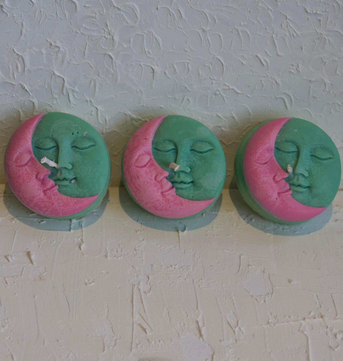 Green and pink soy wax natural handmade candle luxury