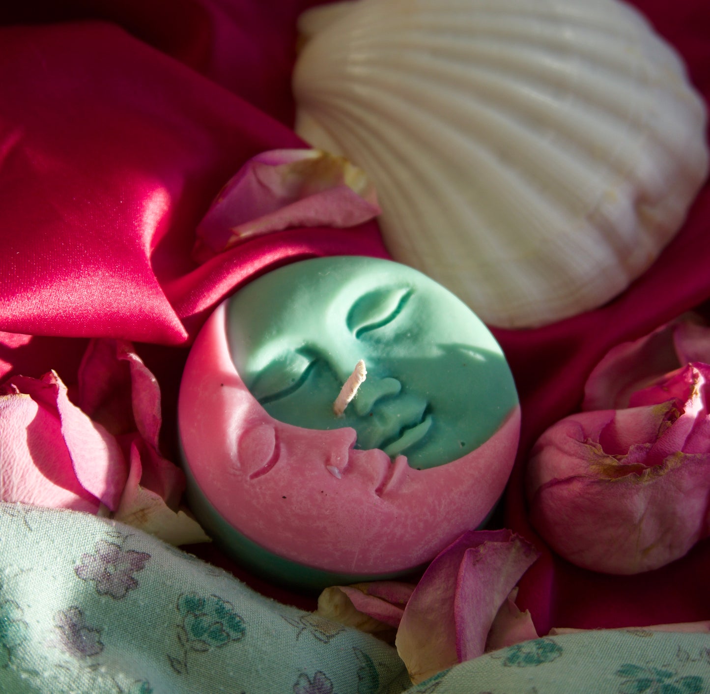 Green and pink soy wax natural handmade candle luxury