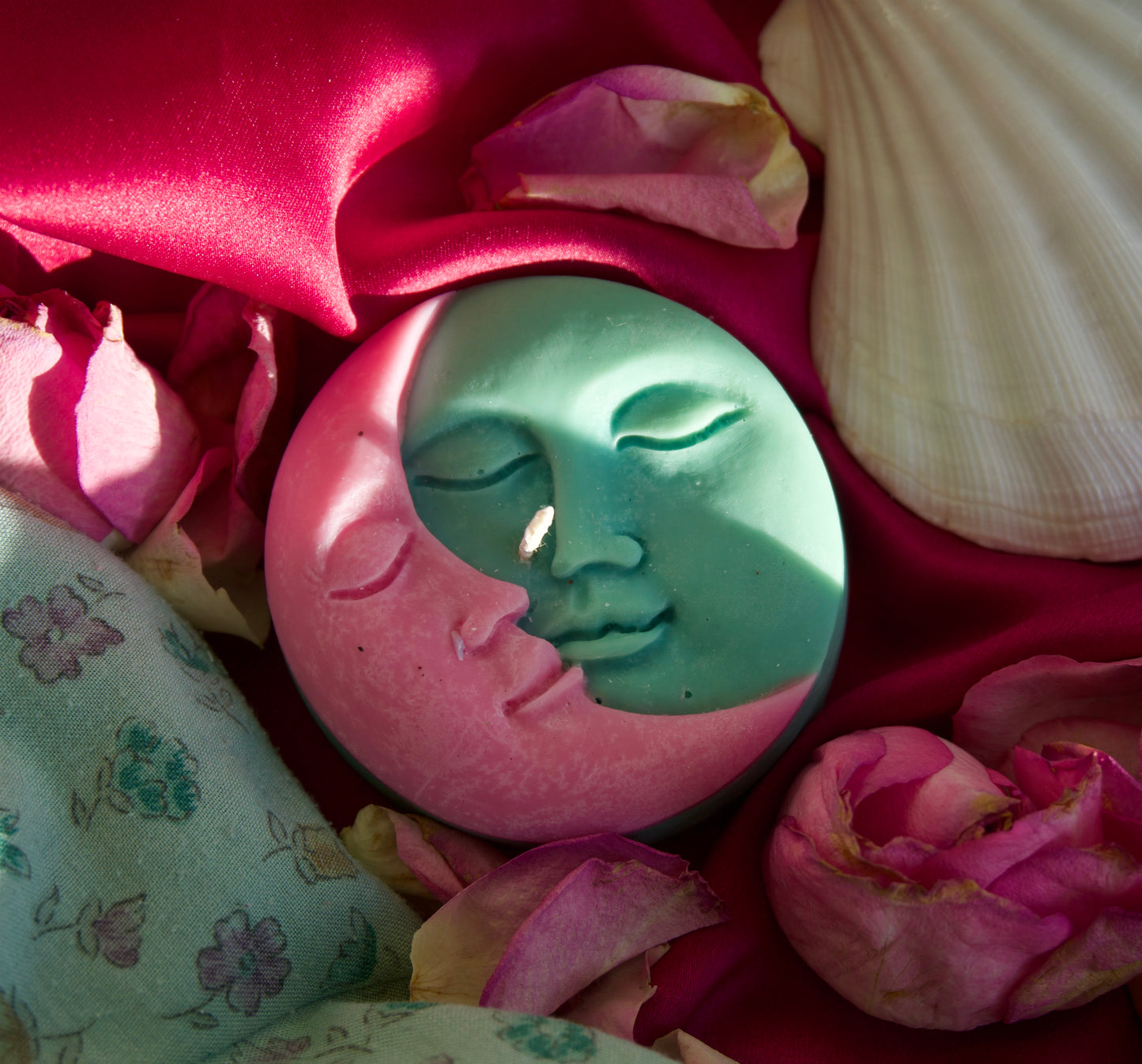 Green and pink soy wax natural handmade candle