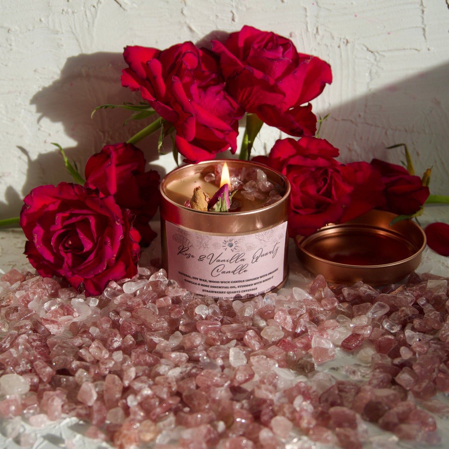 Rose & Vanilla Quartz Candle