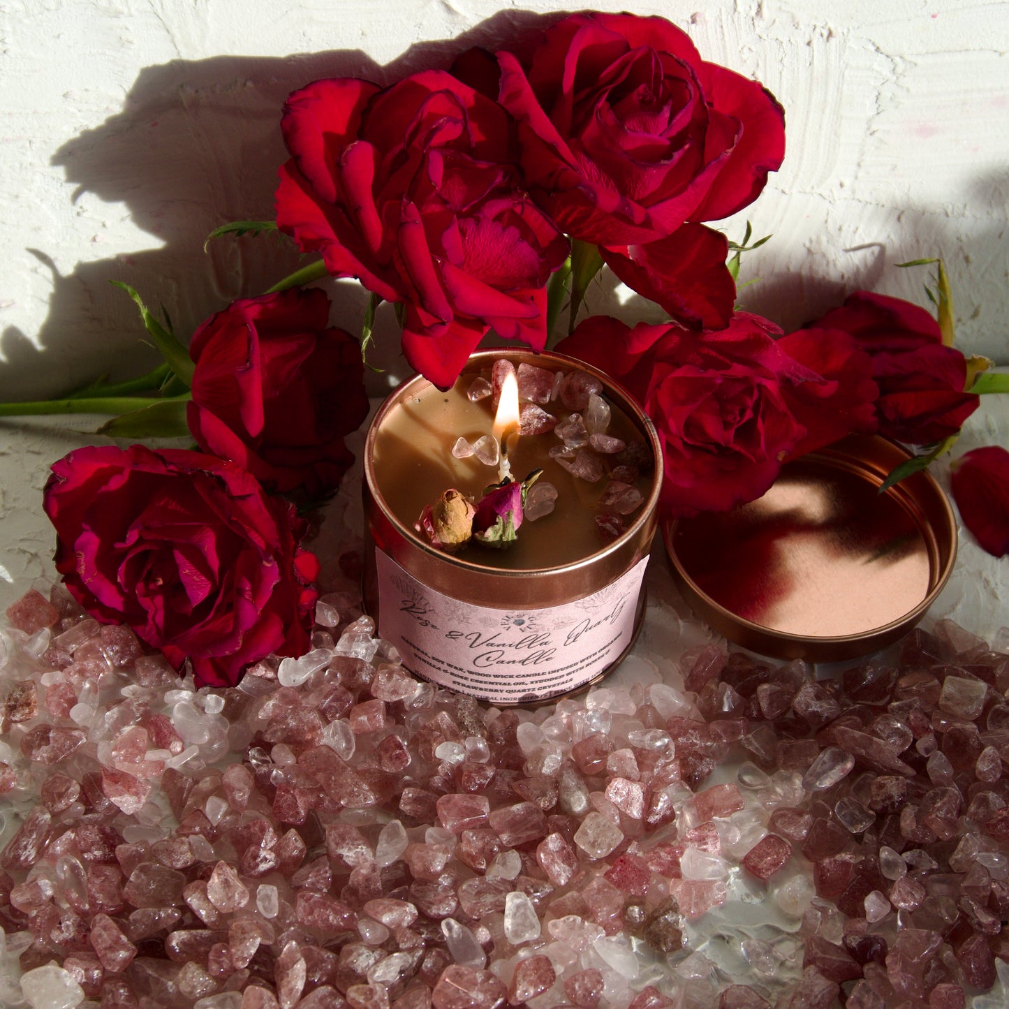 Rose & Vanilla Quartz Candle