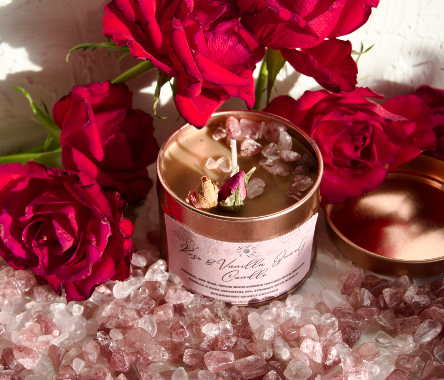 Rose & Vanilla Quartz Candle